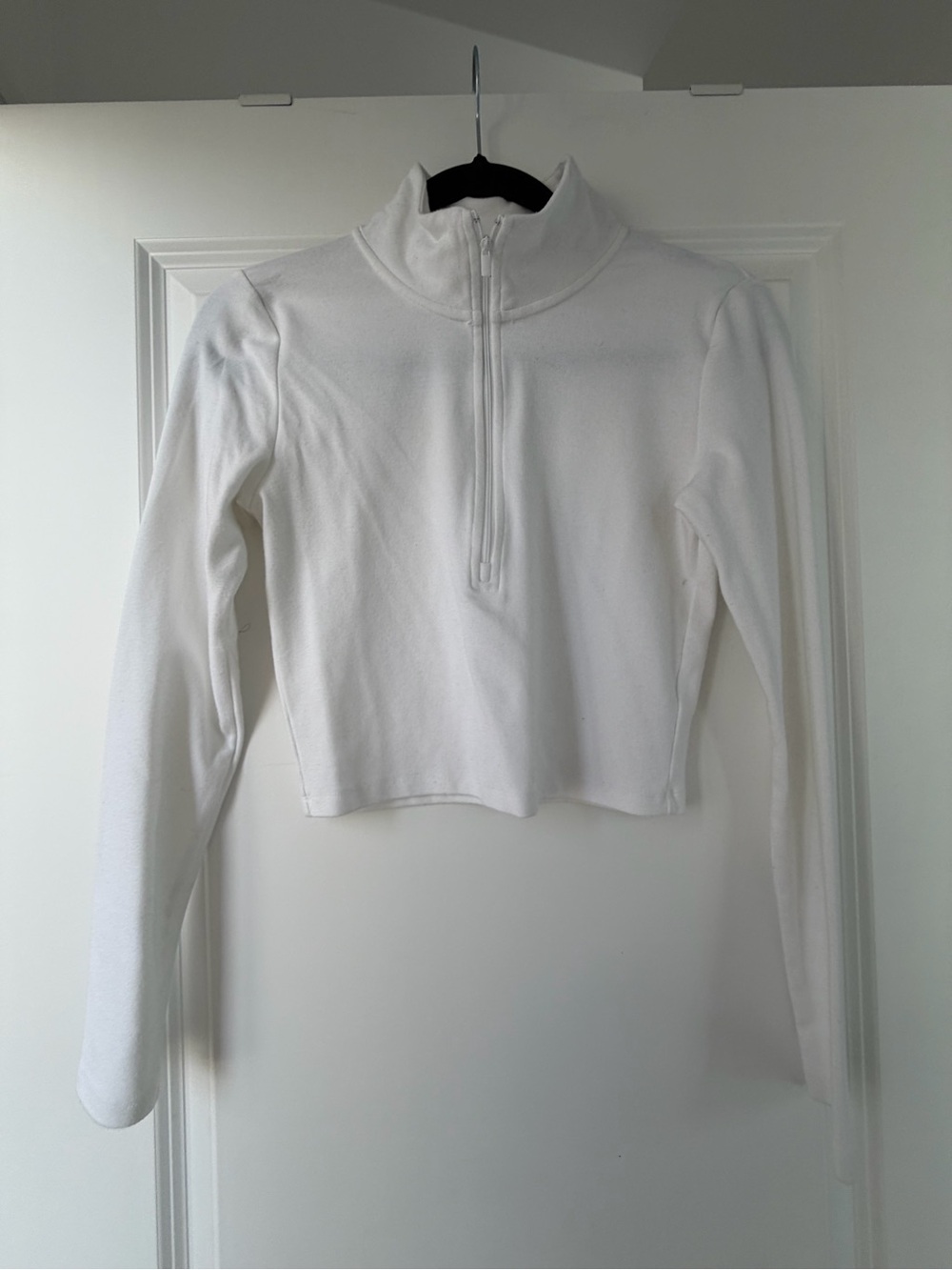 Sunday Best White Half-Zip Cropped Sweatshirt